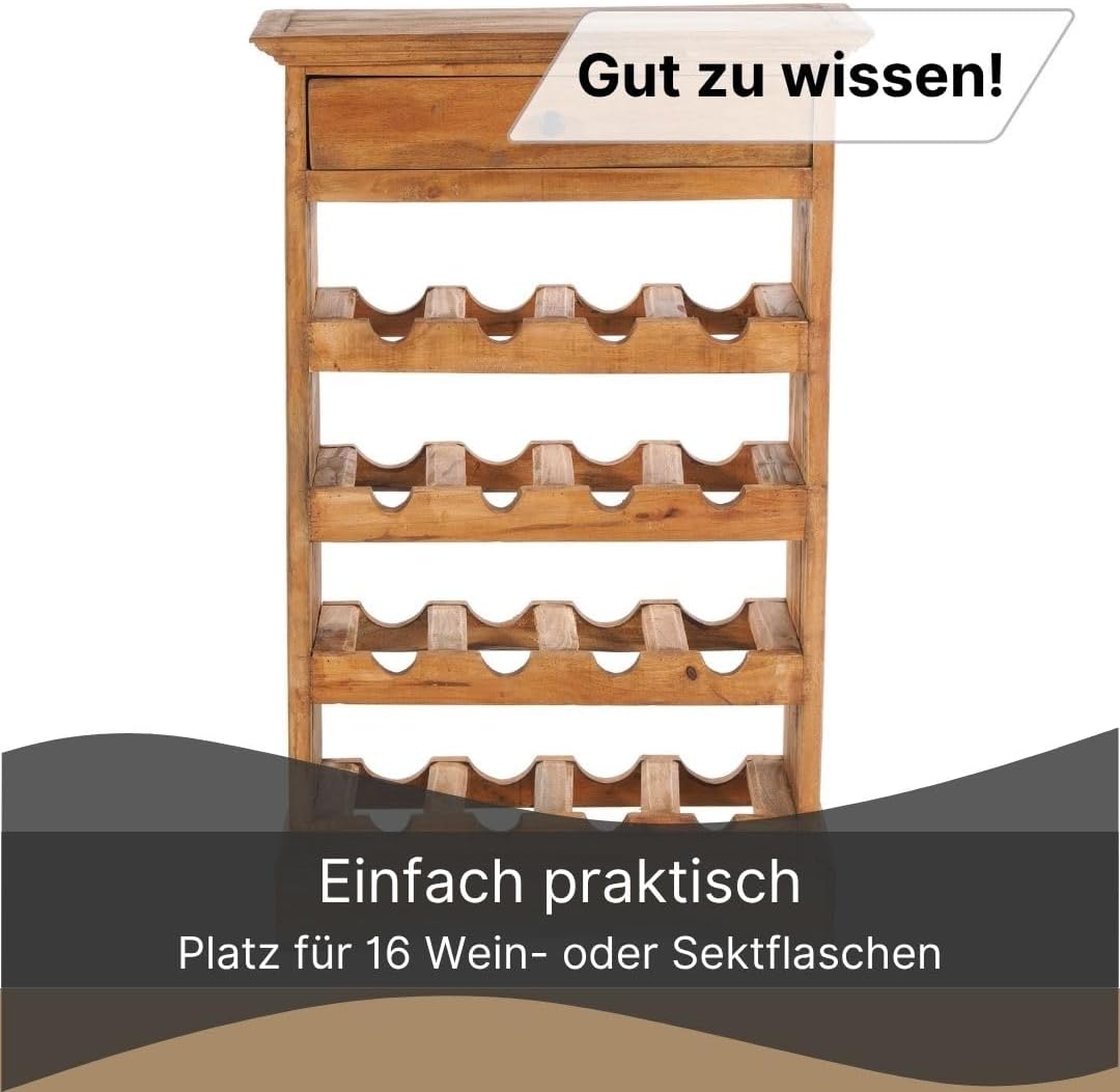 DESIGN DELIGHTS rustikales WEINREGAL Cortez 85 | 85x55cm(HxB) Massivholz | Flaschenregal, Weinflasch