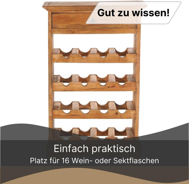 DESIGN DELIGHTS rustikales WEINREGAL Cortez 85 | 85x55cm(HxB) Massivholz | Flaschenregal, Weinflasch