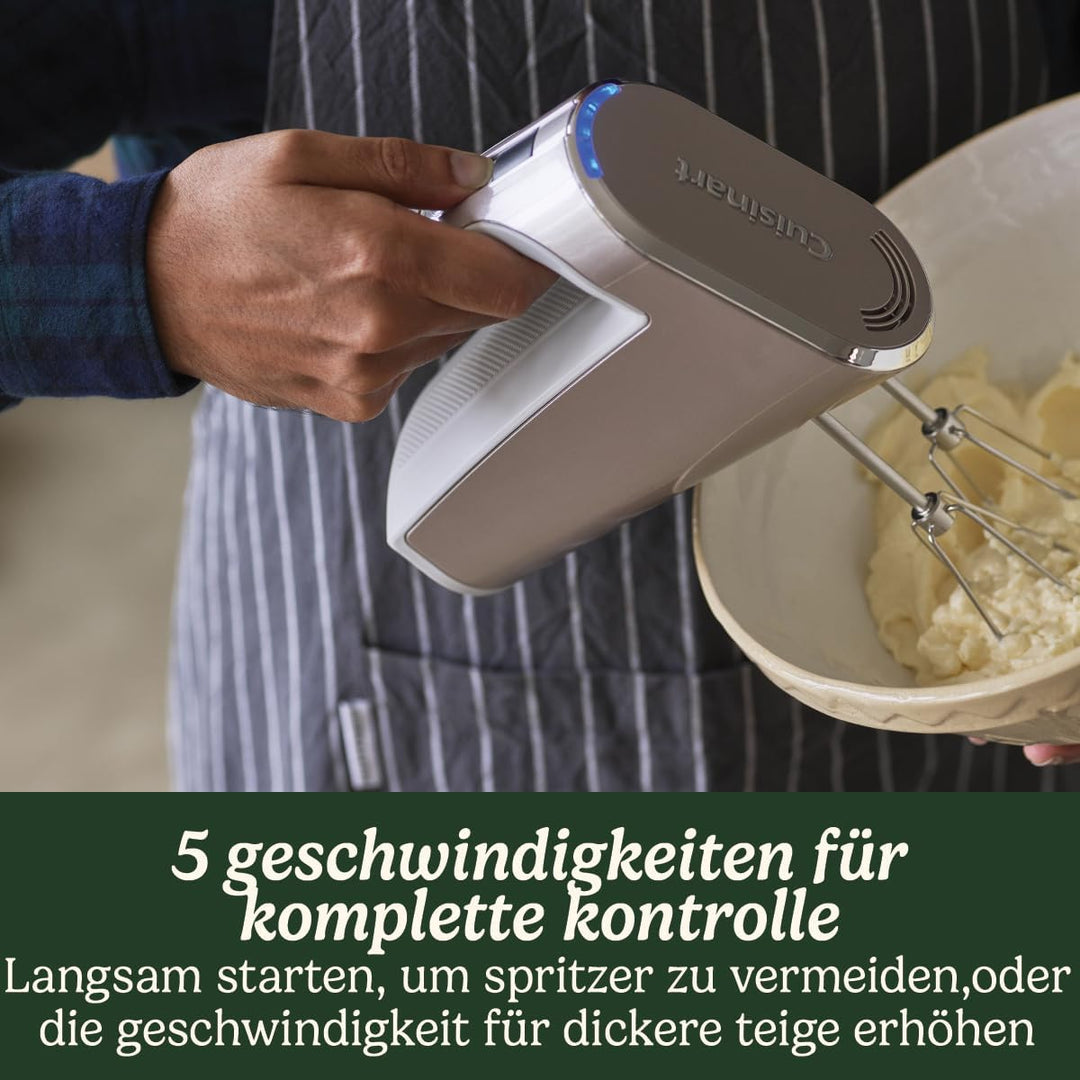 Cuisinart Kabelloser Handmixer mit Rührstäben aus Edelstahl und 5 Geschwindigkeitsstufen, 20 Minuten