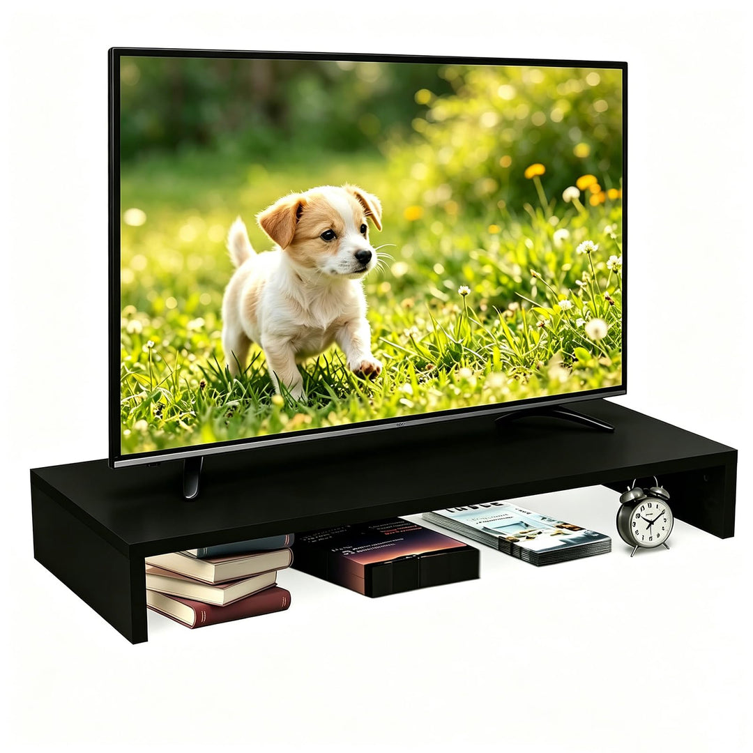 TV-Aufsatz mit Erhöhung,PC Regal Aufsatz Bildschirmerhöhung Hochglanz, Ideal für TV-Erhöhung und Sch