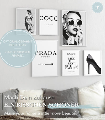 Papierschmiede® Mood Poster Set Coco Schwarz-Weiss, Bilder Wohnzimmer Deko Schlafzimmer, 2x DIN A3 (