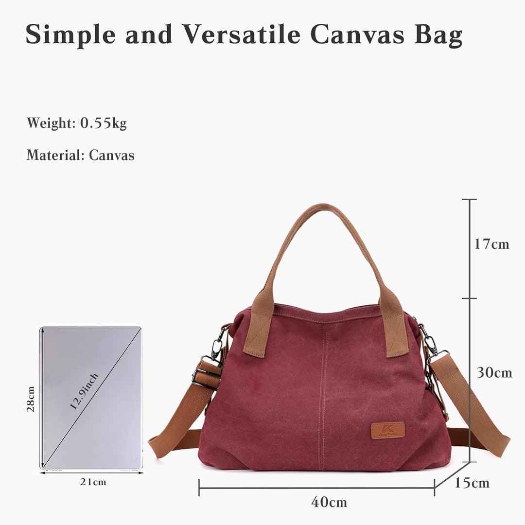 CORIOS Damen Canvas Schultertasche Grosse Kapazität Umhängetasche Casual Handtasche Leichtgewicht To