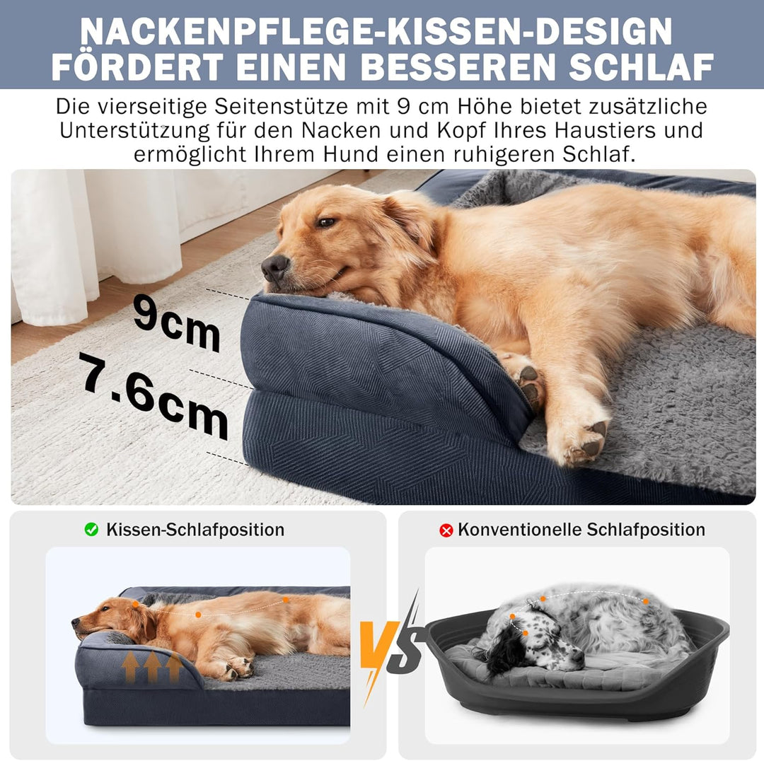 JOEJOY Mittelgross Orthopädisches Hundebett, mittelgrosses waschbares Katzenbett Hundekissen mit Wab