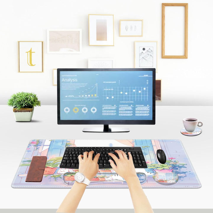 ToLuLu Erweitertes Gaming-Mauspad, Memory-Schaum, ergonomische Tastatur-Maus-Handgelenkauflage, gros