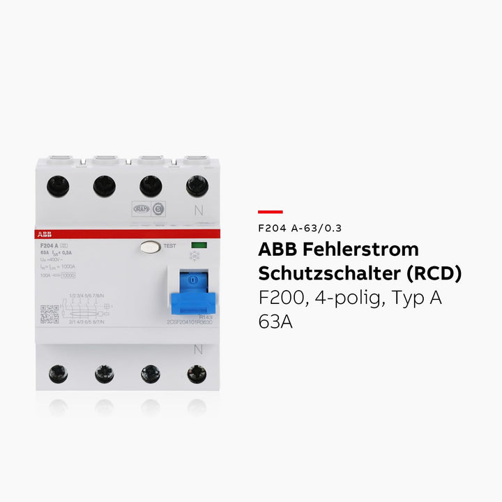 ABB F200 RCCB, 4-polig, 63A, 300mA Typ A 230V ac Single, Single