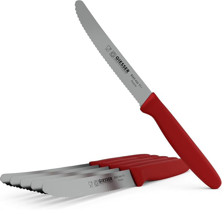 Giesser seit 1776 - Made in Germany - Tomatenmesser 6er Set rot, Klinge 11 cm, rutschfest, kleines U