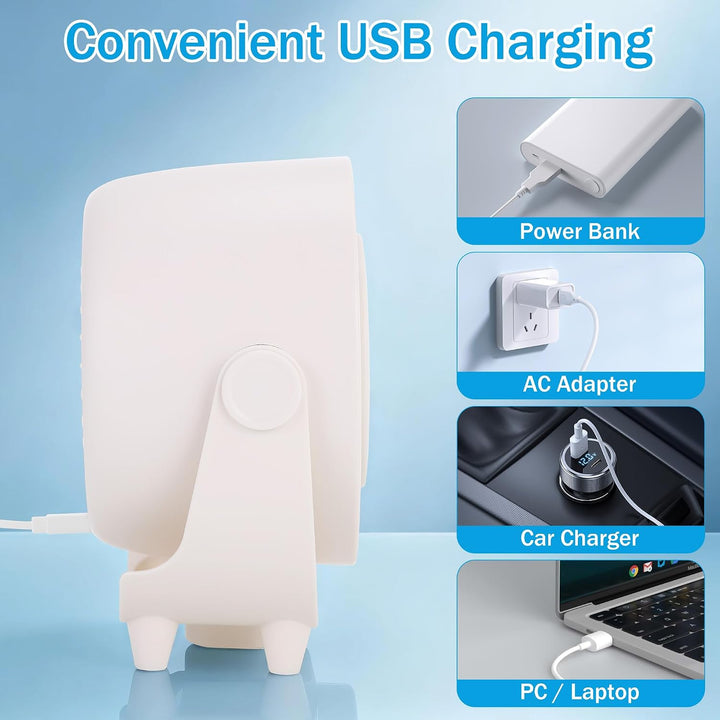 Kssvzz Tischventilator mit Nebelfunktion, Mini Ventilator Leiser über USB Aufladbar, 6000-mAh-Akku,