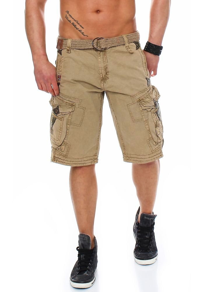Geographical Norway Herren Kurzehose Perle Cargo Short Kurze Hose Bermuda M Beige, M Beige