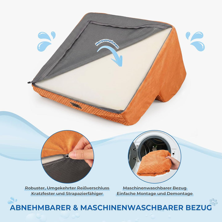 Dripex Hundetreppe 2 Stufen für kleine Hunde & Katzen, gebogen, rutschfest, hochdichter Schaum, für