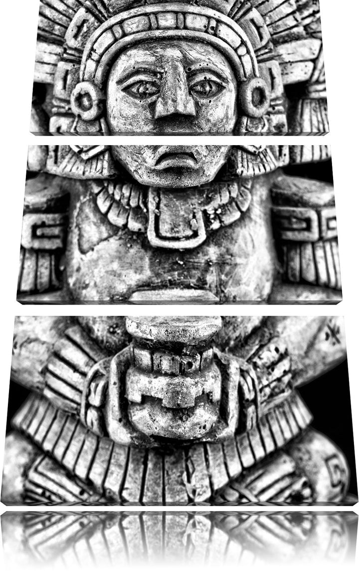 Pixxprint kleine Maya Skulptur als Leinwandbild/Grösse: 3 Teilig (120x80 cm) cm/Wandbild/Kunstdruck/