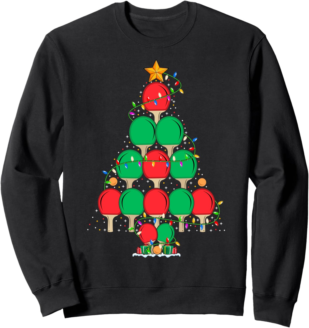 Table Tennis Christmas Tree Lights Table Tennis Player Xmas Sweatshirt