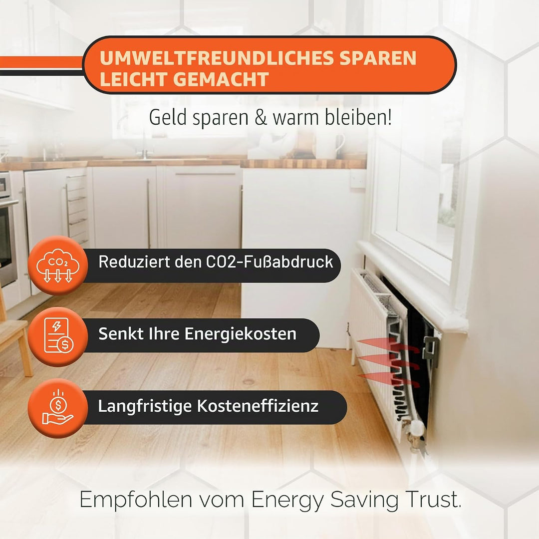 Radflek Reflexionsfolie für Heizkörper, mit reflektierendem Radstik-Klebeband, 5 Radflek-Folien / 4