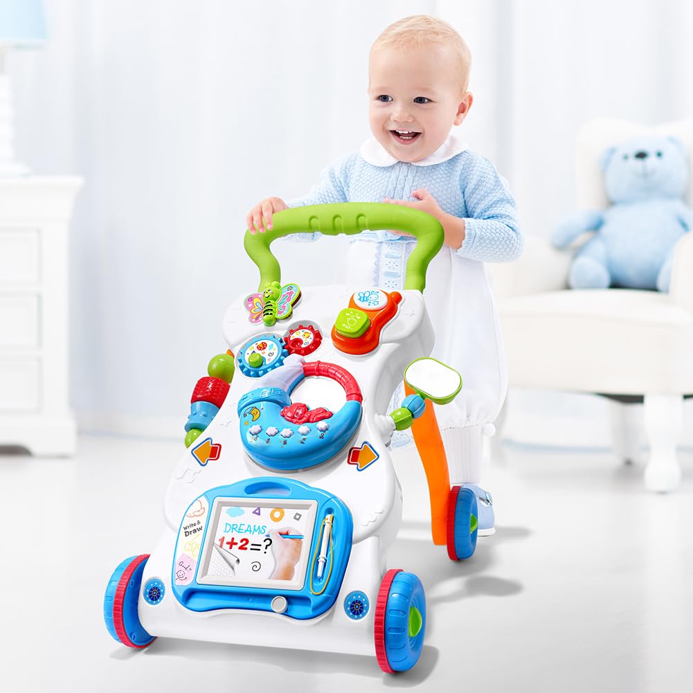 Aolso Lauflernwagen, Baby Spiel und Laufwagen mit regulierbarer Geschwindigkeit, Baby Walker Gehhilf