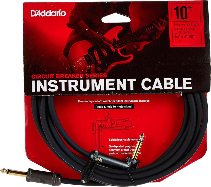 Planet Waves PW-AGRA-10 Custom Series Cables 3m (10 Fuss) schwarz 10 Fuss Momentaler rechter Winkel,