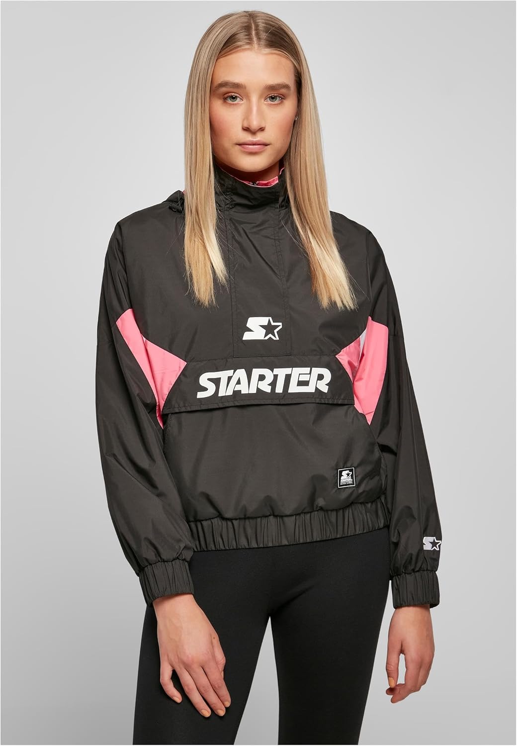 Starter Black Label Damen Ladies Starter Colorblock Halfzip Windbreaker Jacke XS black/pinkgrapefrui