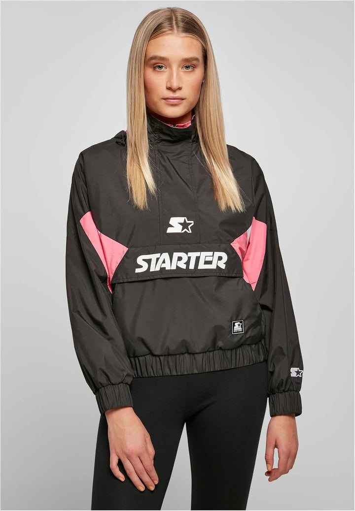 Starter Black Label Damen Ladies Starter Colorblock Halfzip Windbreaker Jacke XS black/pinkgrapefrui