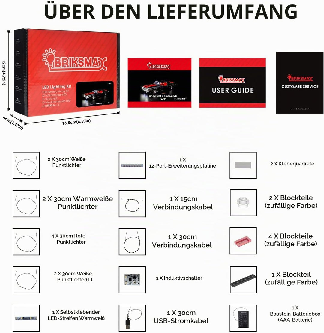 BRIKSMAX 10304 Led Licht für Lego Chevrolet Camaro Z28 - Compatible with Lego  Icons Bausteinen Mode