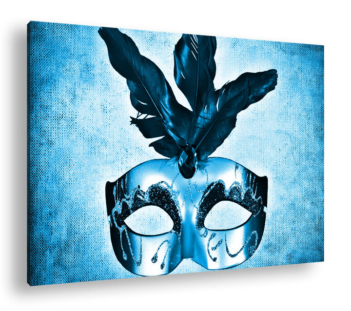 deyoli Karnevals Maske Format: 80x60 Effekt: Monocrome Blau als Leinwand, Motiv fertig gerahmt auf E