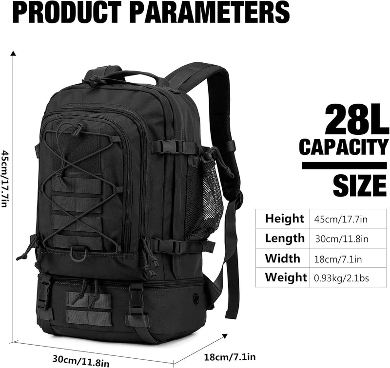 Mardingtop 28L Rucksack Taktischer Rucksack Wanderrucksack Trekkingrucksack Angelrucksack für Surviv