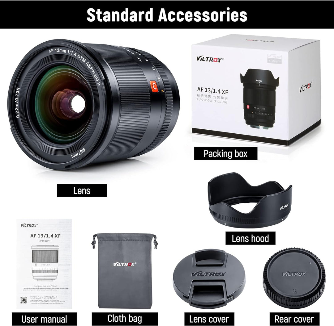 VILTROX AF 13mm f1.4 XF Weitwinkel Objektiv APS-C Autofokus für Fuji X Mount Kamera X-A20 X-T4 X-E4