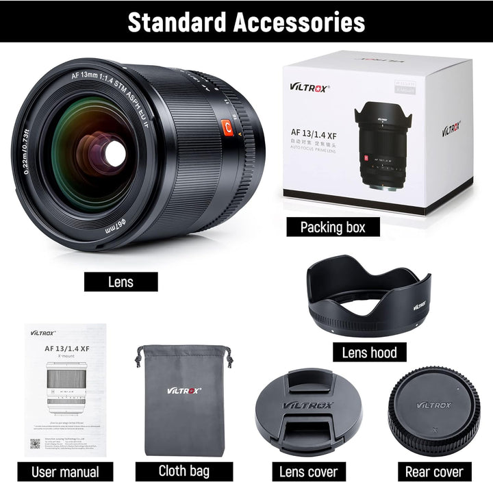 VILTROX AF 13mm f1.4 XF Weitwinkel Objektiv APS-C Autofokus für Fuji X Mount Kamera X-A20 X-T4 X-E4