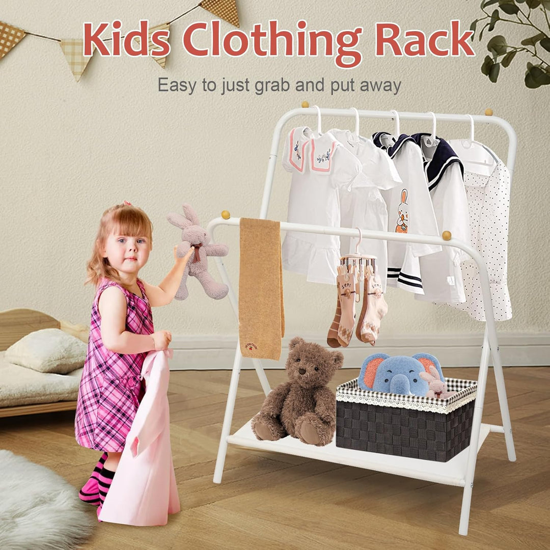 YGJT Kinder Kleiderständer, Garderobe mit Ablage & Kleiderstange für Kinderzimmer, Mädchenzimmer & S