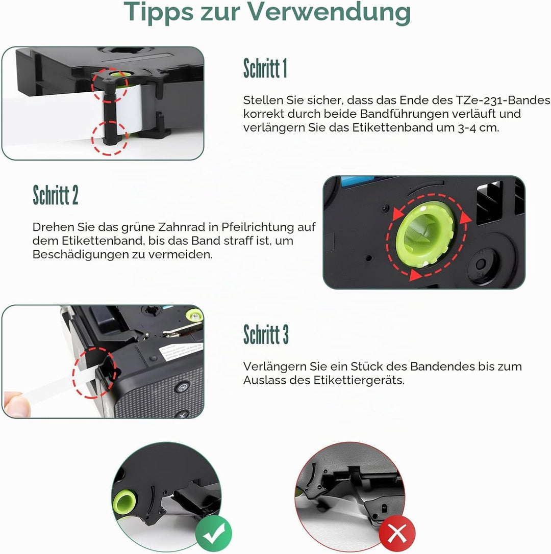 JINTUM 10X TZe-231 Kompatibel mit Brother P-Touch 12mm Schwarz auf | Weiss Laminated Schriftband für
