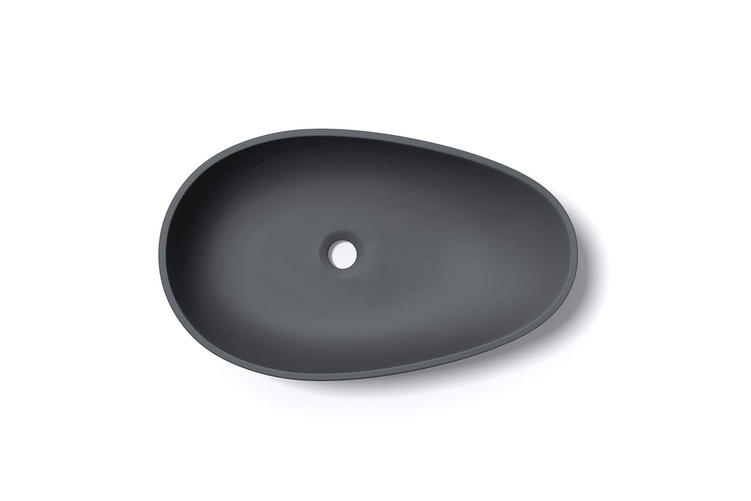 doporro Aufsatzwaschbecken Anthrazit matt oval 59,8x36x14cm Mineralguss | Waschbecken ohne Armaturlo
