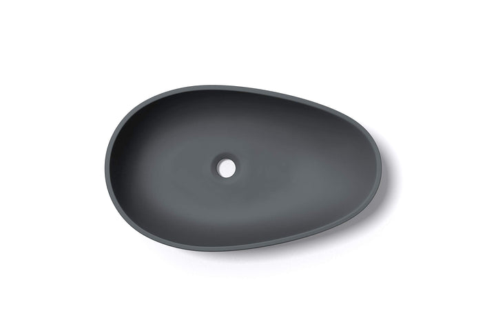 doporro Aufsatzwaschbecken Anthrazit matt oval 59,8x36x14cm Mineralguss | Waschbecken ohne Armaturlo