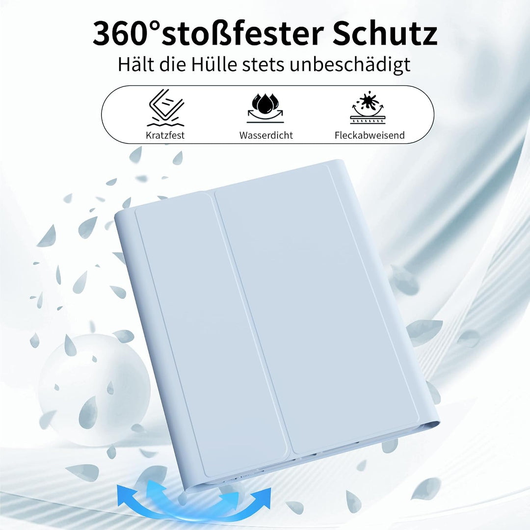 Tastatur Hülle für iPad 9. 8. 7. Generation 2021/2020/2019 10,2 Zoll mit Stifthalter, Magnetisch Blu