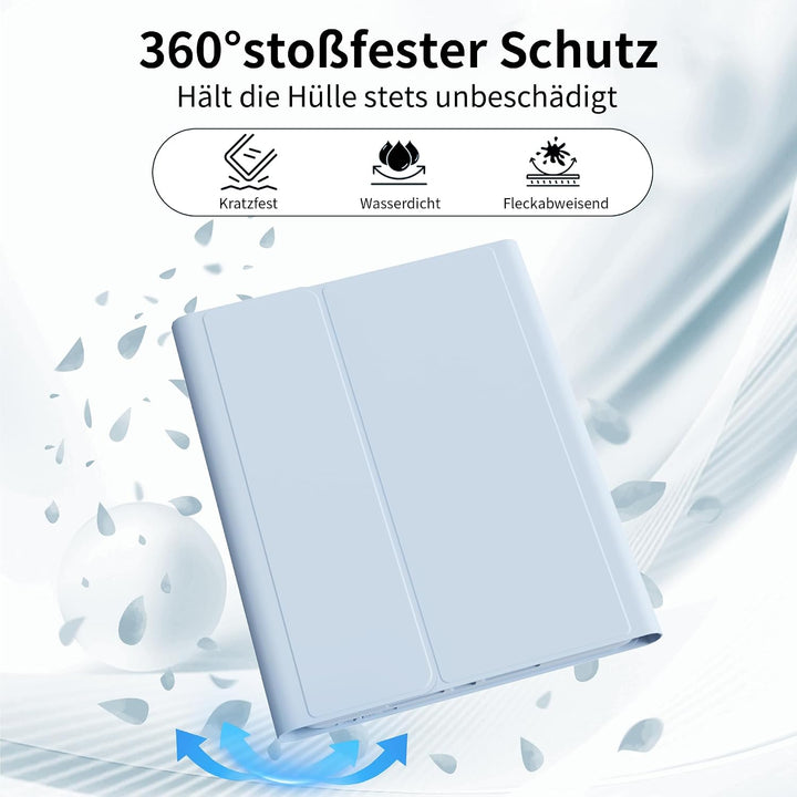 Tastatur Hülle für iPad 9. 8. 7. Generation 2021/2020/2019 10,2 Zoll mit Stifthalter, Magnetisch Blu