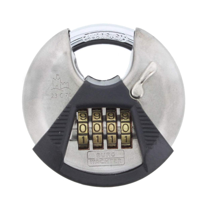 Burg Wächter Rundbügelschloss, Vorhängeschloss mit Zahlencode, 10 mm Bügelstärke, Edelstahlkorpus, K