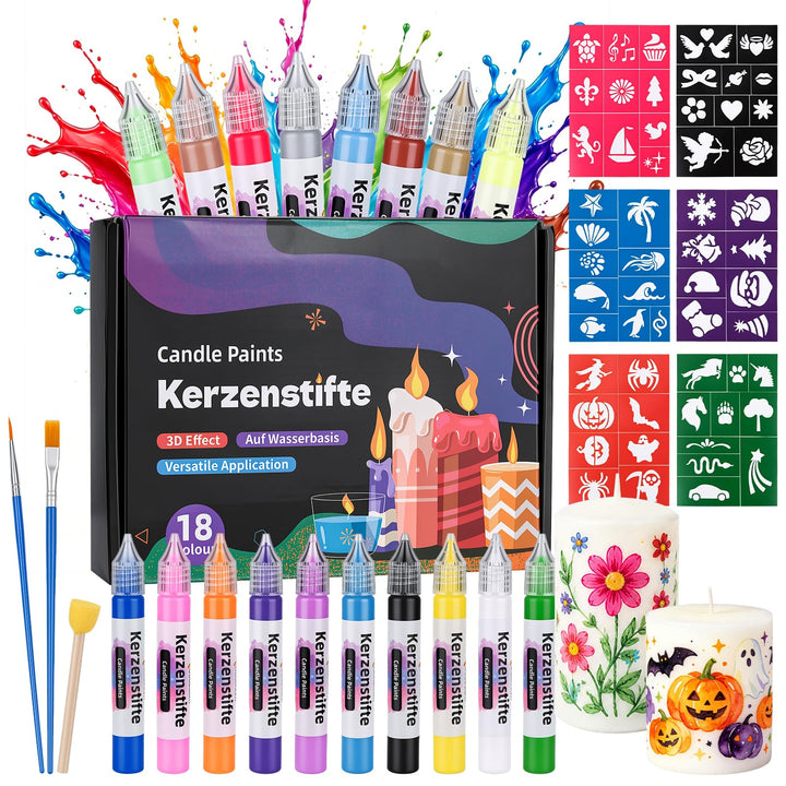 Zoyomax 18 Farben Kerzen bemalen Set, 15ml Wachsstifte für Kerzen – Candle Pen für Bemalen, Verziere