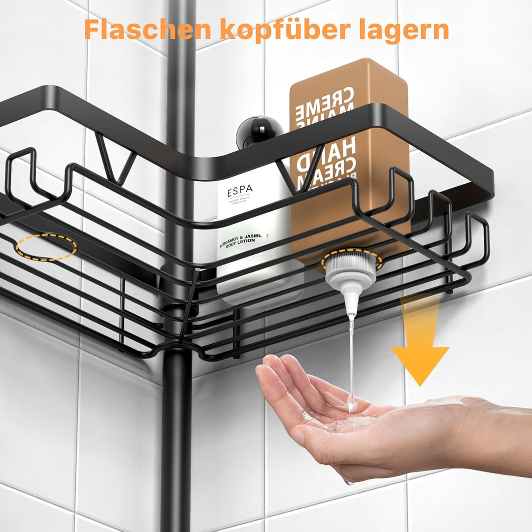 Kegii Teleskop Duschregal Teleskopregal Bad Duschablage Eckregal für Dusche und Badewanne Schwarz Sc