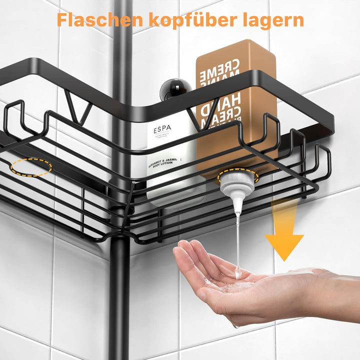 Kegii Teleskop Duschregal Teleskopregal Bad Duschablage Eckregal für Dusche und Badewanne Schwarz Sc