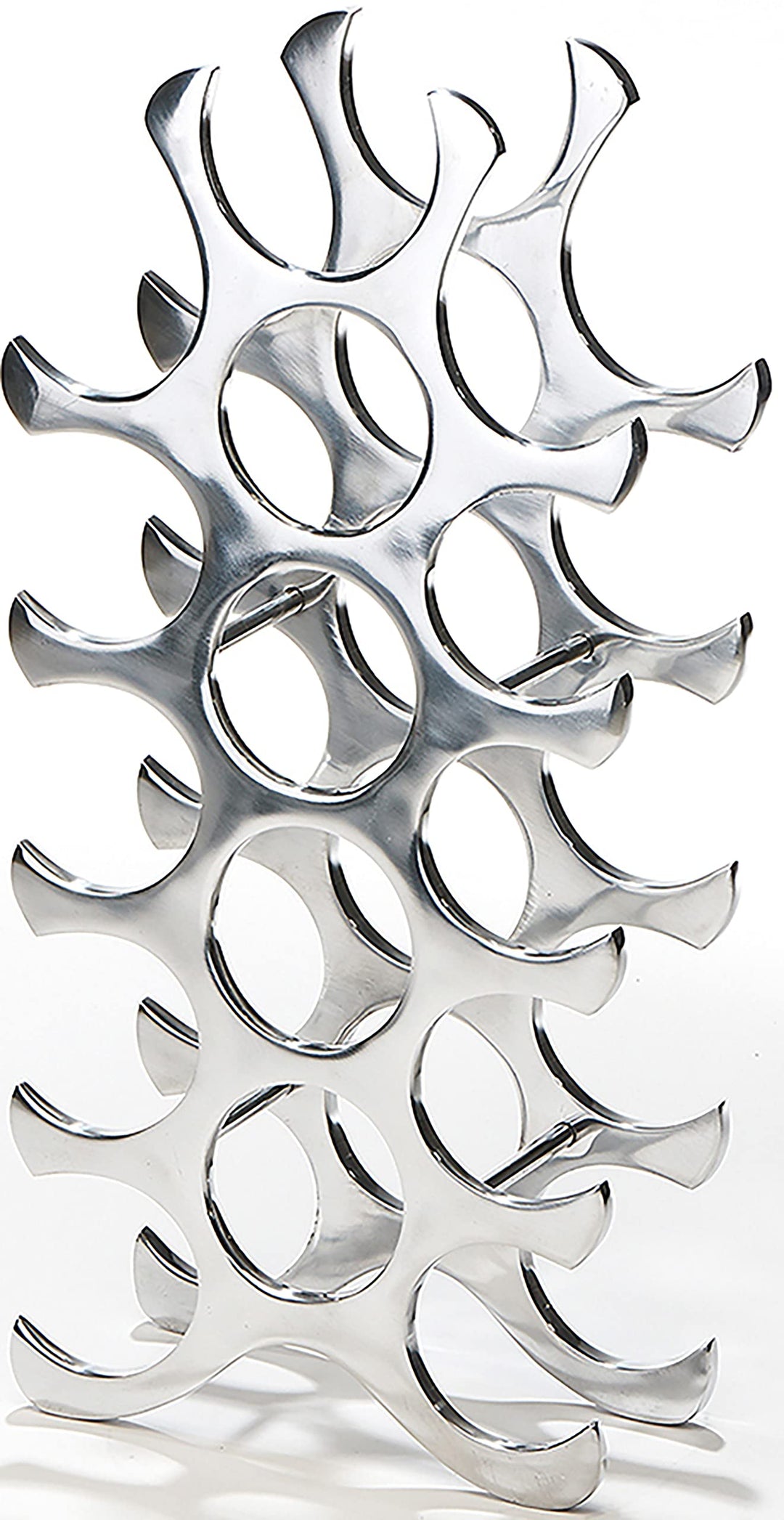 Kobolo Weinregal Flaschenregal Circle - für 15 Flaschen - Metall poliert - modern - Silber 25x14x55