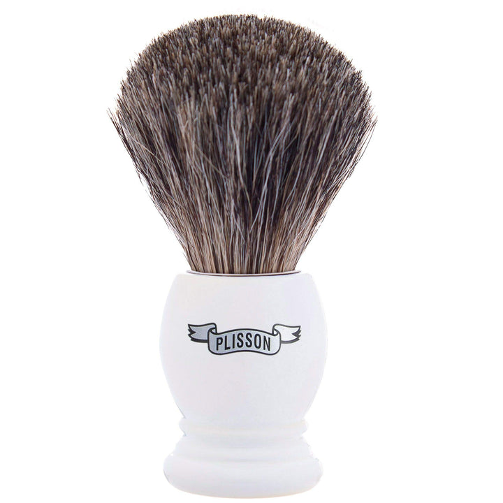 Plisson Rasierpinsel Reines Dachshaar, Grau, Perlmutt, P Natur, Grau, Grösse 12 Pur Grau Weiss Perlm