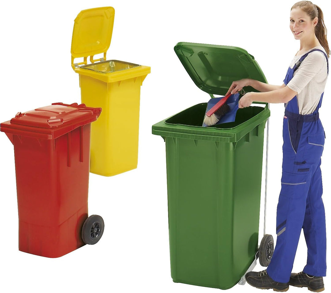 eurokraft | Mülltonne aus Kunststoff DIN EN 840 | Volumen 80 l | BxHxT 448 x 932 x 514 mm | blau, Bl