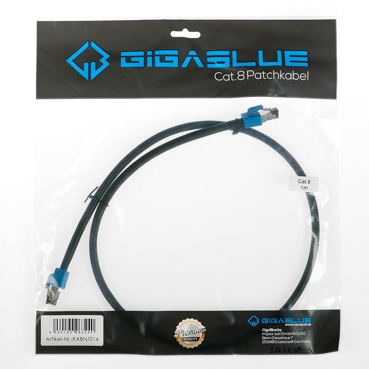 GigaBlue Cat8 Netzwerkkabel CAT.8 2000 MHz 40 Gbit/s 40GBase-T High End Poe+ Patchkabel Ethernetkabe