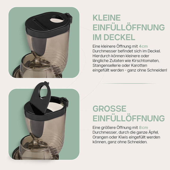 4Swiss Entsafter Saftpresse Elektrisch für Gemüse Obst Slow Juicer Machine mit Einfüllschacht - Kalt
