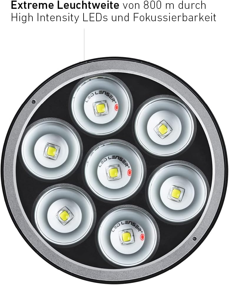 Ledlenser X21R Taschenlampe LED, Suchscheinwerfer, aufladbar mit Lithium LiFePO Akku, 5000 Lumen, fo