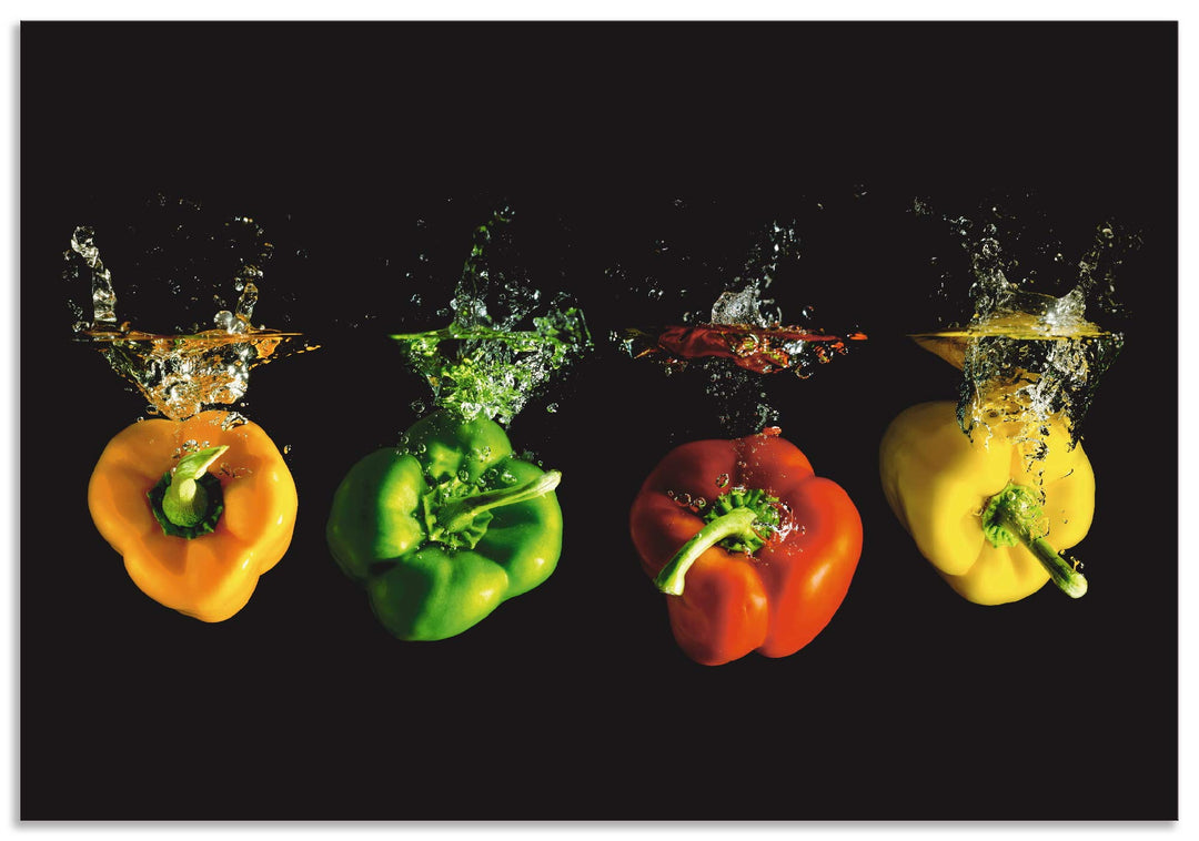 ARTland Spritzschutz Küche aus Alu für Herd Spüle 80x55 cm (BxH) Küchenrückwand mit Motiv Essen Gemü