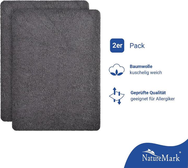 NatureMark 2er Pack Kinder FROTTEE Spannbettlaken, Spannbetttuch kuschelig weich, für Babybett und K