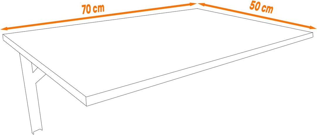 AKKE Klapptisch Wandklapptisch Esstisch - Klappbar Faltbar Platzsparend - Rechteckig - 70cm x 50cm -