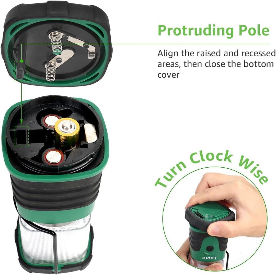 Lepro LED Campinglampe, Mini Camping Laterne, 350LM, 4 Lichtmodi, 3 AA Batterie batteriebetriebene S