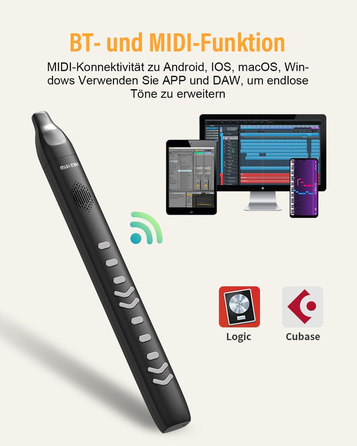 Digital Blasinstrument Schwarz Unterstützung Bluetooth MIDI Elektronisches Blasinstrument mit Netzka