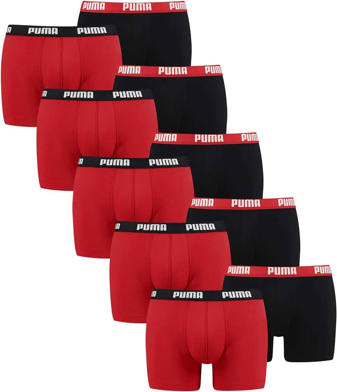 PUMA Herren Boxershorts Unterhosen 100004386 10er Pack, Wäschegrösse:L, Artikel:-786 red/Black