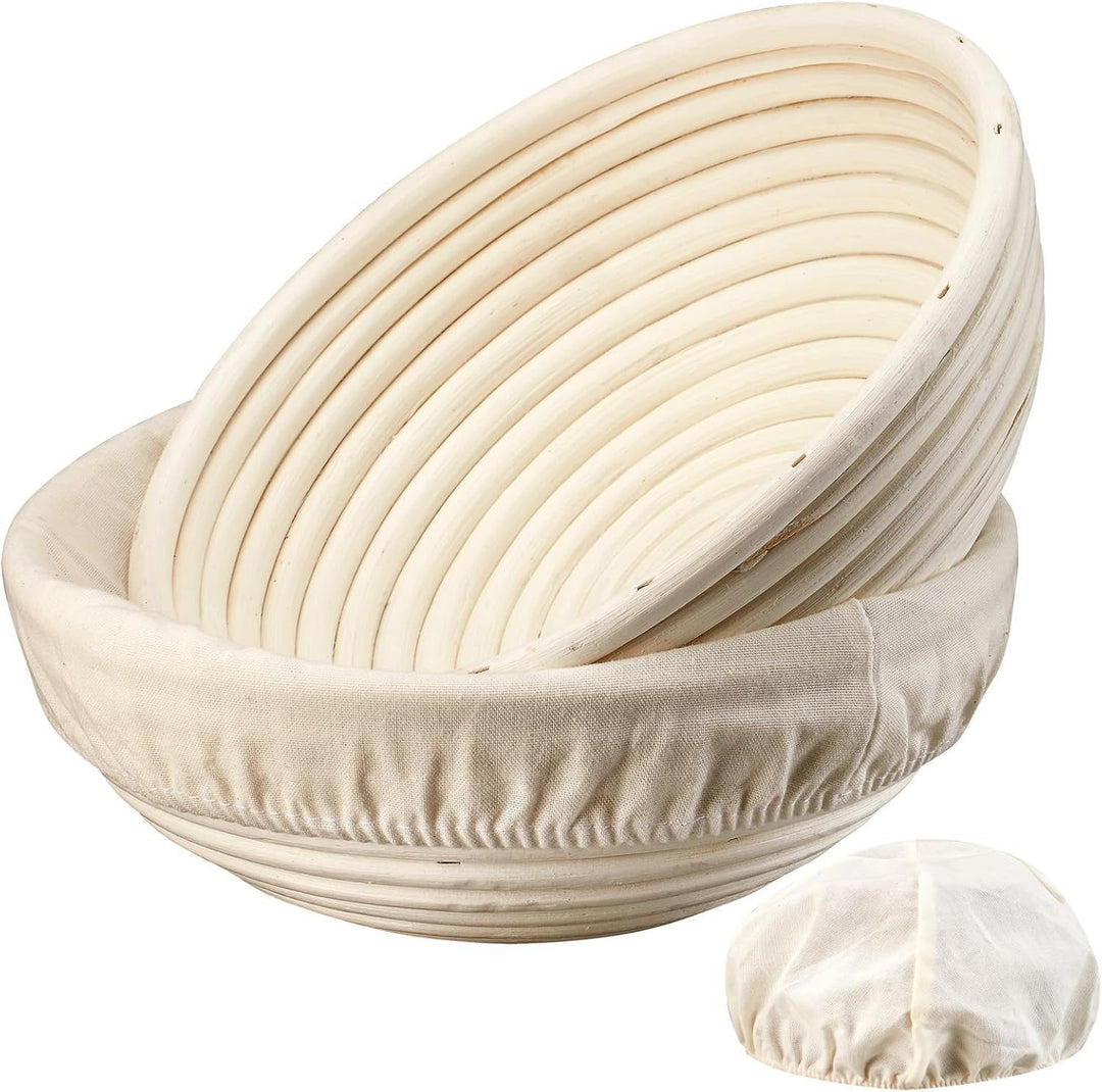 2 Stück Hochwertiges Gärkörbchen, Gärkorb für Sauerteigbrot, Gärkorb Rund 23cm, Antihaft & Pflegelei