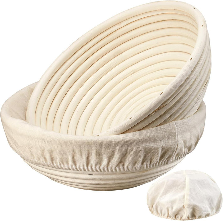 2 Stück Hochwertiges Gärkörbchen, Gärkorb für Sauerteigbrot, Gärkorb Rund 23cm, Antihaft & Pflegelei