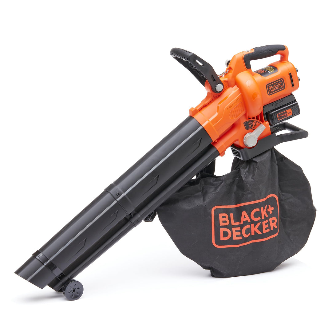 Black+Decker Akku-Laubsauger / Laubbläser mit Häcksler BCBLV3625L1 (45l Fangsack, bürstenloser Motor